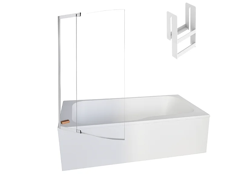 Pack baignoire bain douche 160 x 85 JACOB DELAFON Malice version gauche + tablier en niche + pare bain + étagère pour pare bain