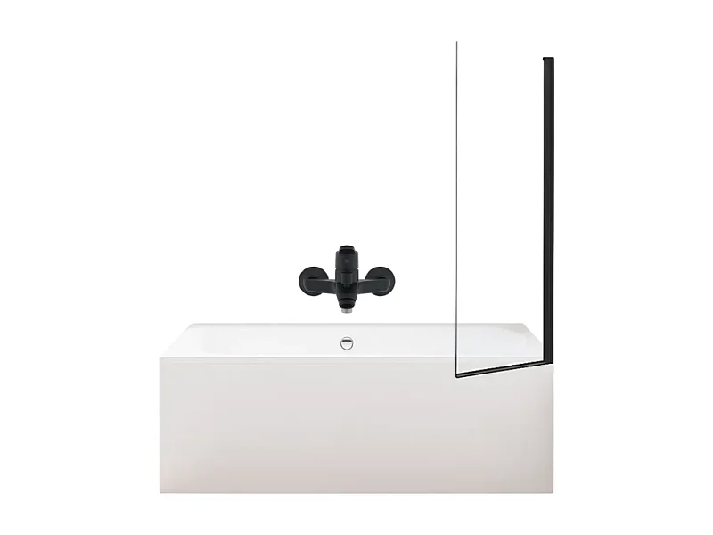 Pack baignoire droite 170 x 75 JACOB DELAFON Elise + tablier niche + mitigeur bain Aimé noir + pare bain noir mat + vidage