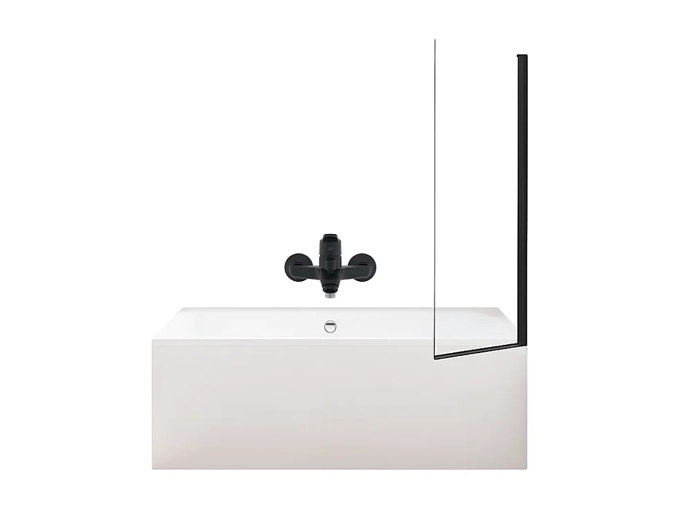 Pack baignoire droite 170 x 75 JACOB DELAFON Elise + tablier niche + mitigeur bain Aimé noir + pare bain noir mat + vidage