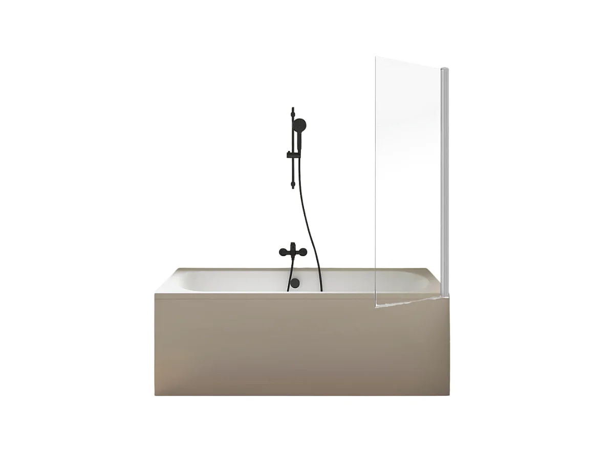 Pack baignoire 180 x 80 JACOB DELAFON Elise + tablier niche + pommeau et mitigeur bain noir Aimé + pare bain chromé + vidage