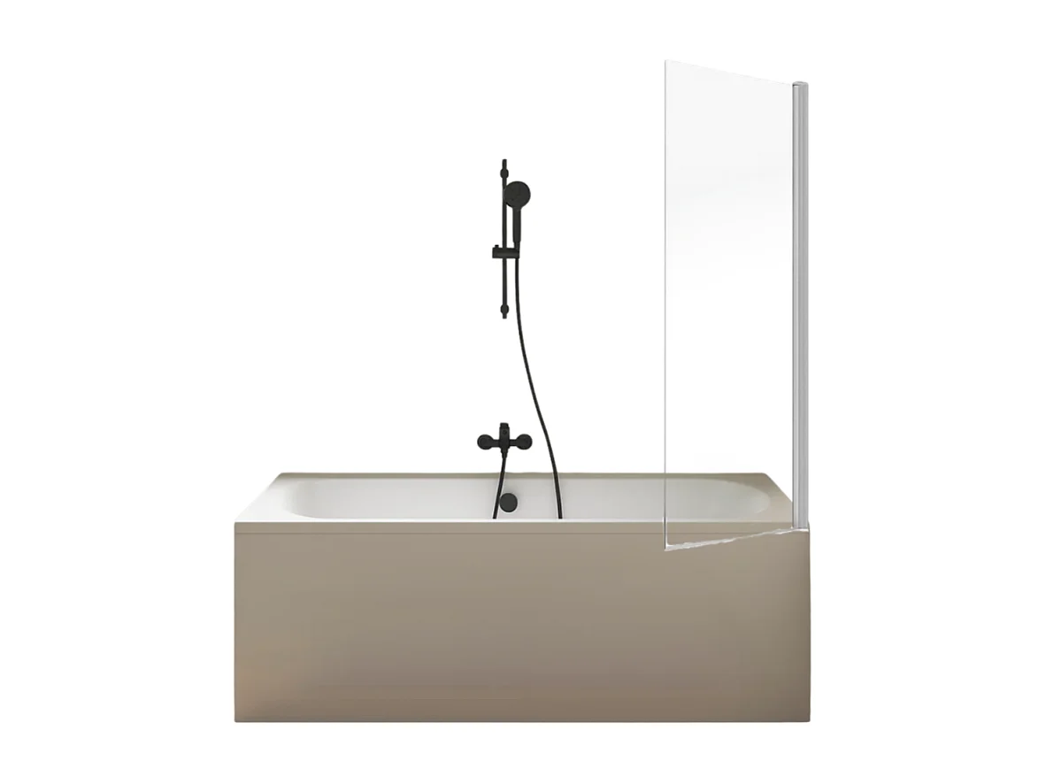 Pack baignoire 180 x 80 JACOB DELAFON Elise + tablier niche + pommeau et mitigeur bain noir Aimé + pare bain chromé + vidage