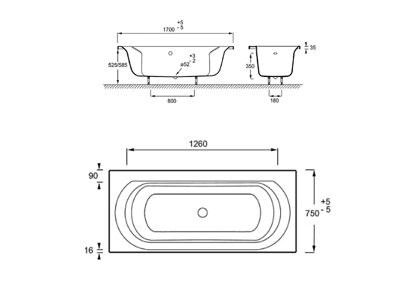 Pack baignoire droite 170 x 75 JACOB DELAFON Elise + tablier niche + pommeau et mitigeur bain noir Aimé + pare bain noir + vidage noir