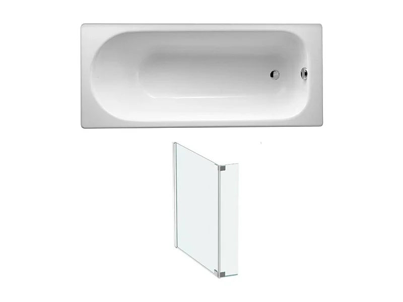 Baignoire droite JACOB DELAFON Soissons en fonte + pare bain 170 X 70