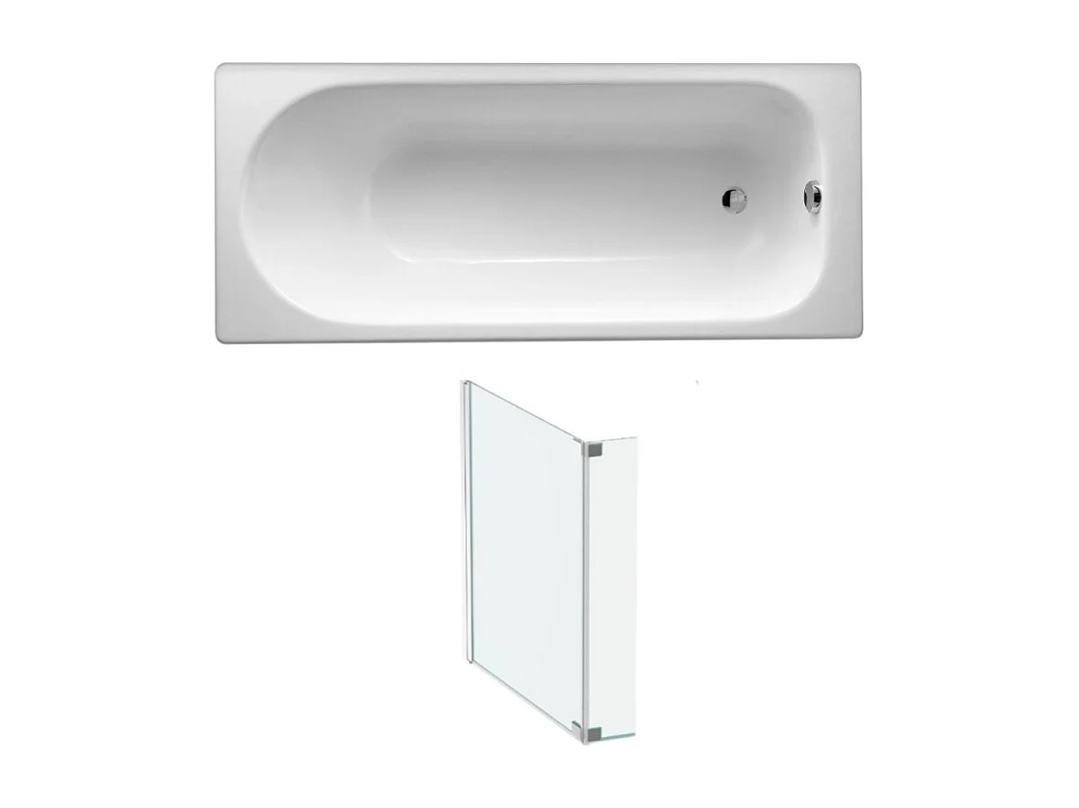 Baignoire droite JACOB DELAFON Soissons en fonte + pare bain 170 X 70