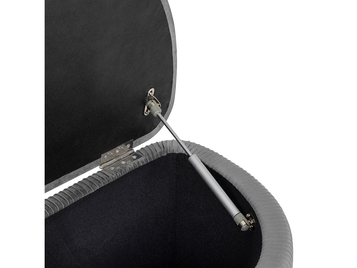 Banc avec coffre en velours Gris et pieds en métal  100 x 40 cm