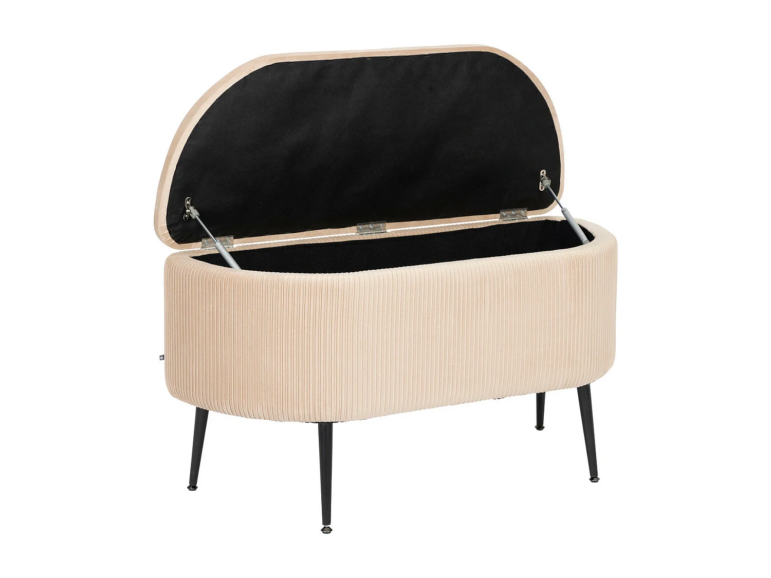 Banc avec coffre en velours Beige et pieds en métal  100 x 40 cm