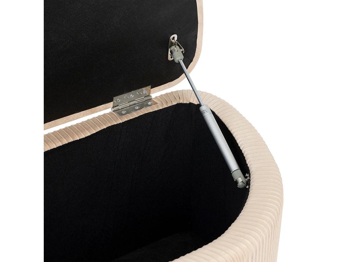 Banc avec coffre en velours Beige et pieds en métal  100 x 40 cm