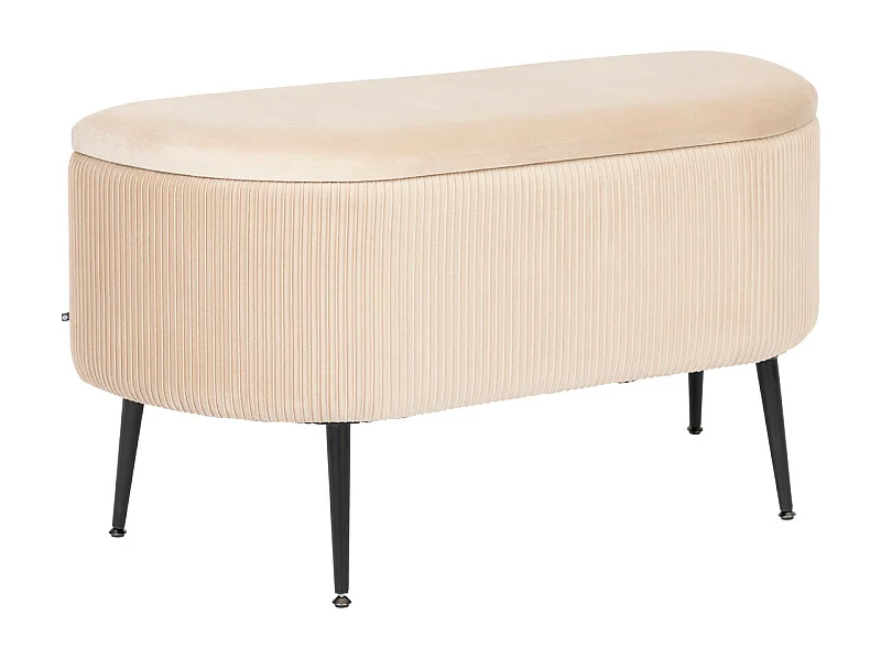 Banc avec coffre en velours Beige et pieds en métal  100 x 40 cm