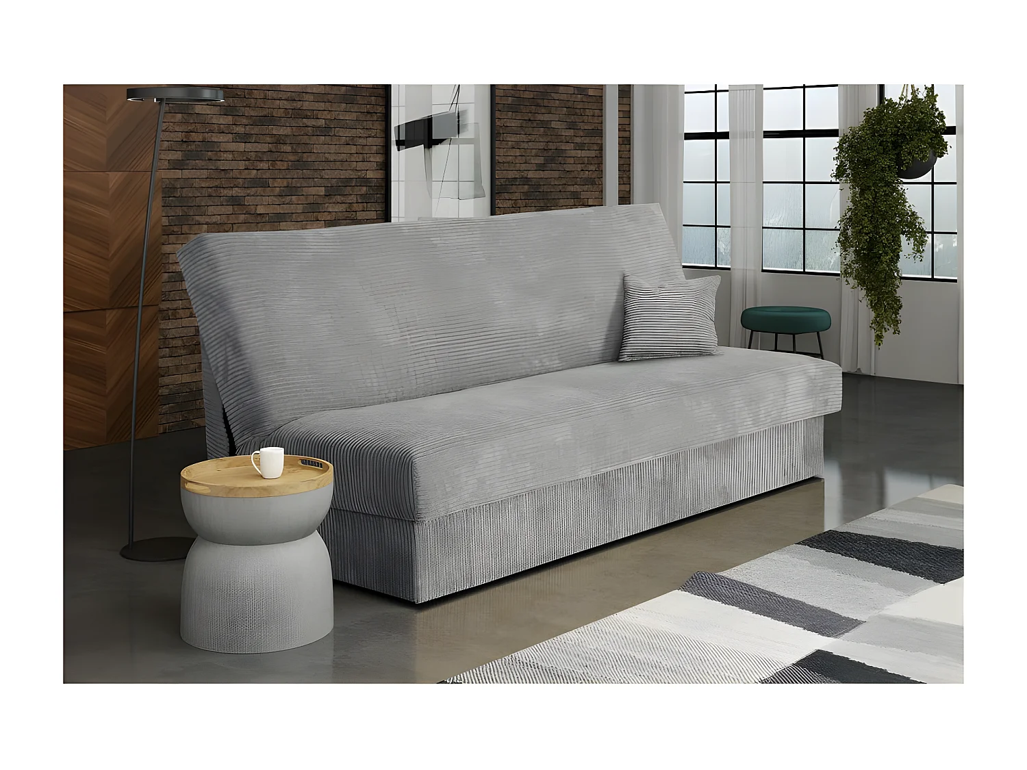 Clic-clac ADELIA mini en velours côtelé gris