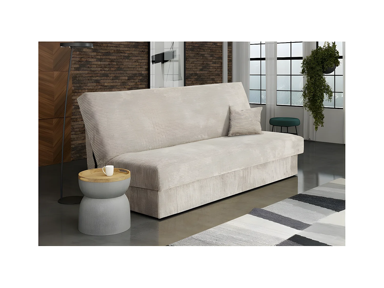 Clic-clac ADELIA mini en velours côtelé beige