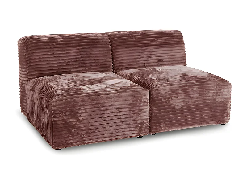 Canapé 2 places BRISIA en velours côtelé épais terracotta