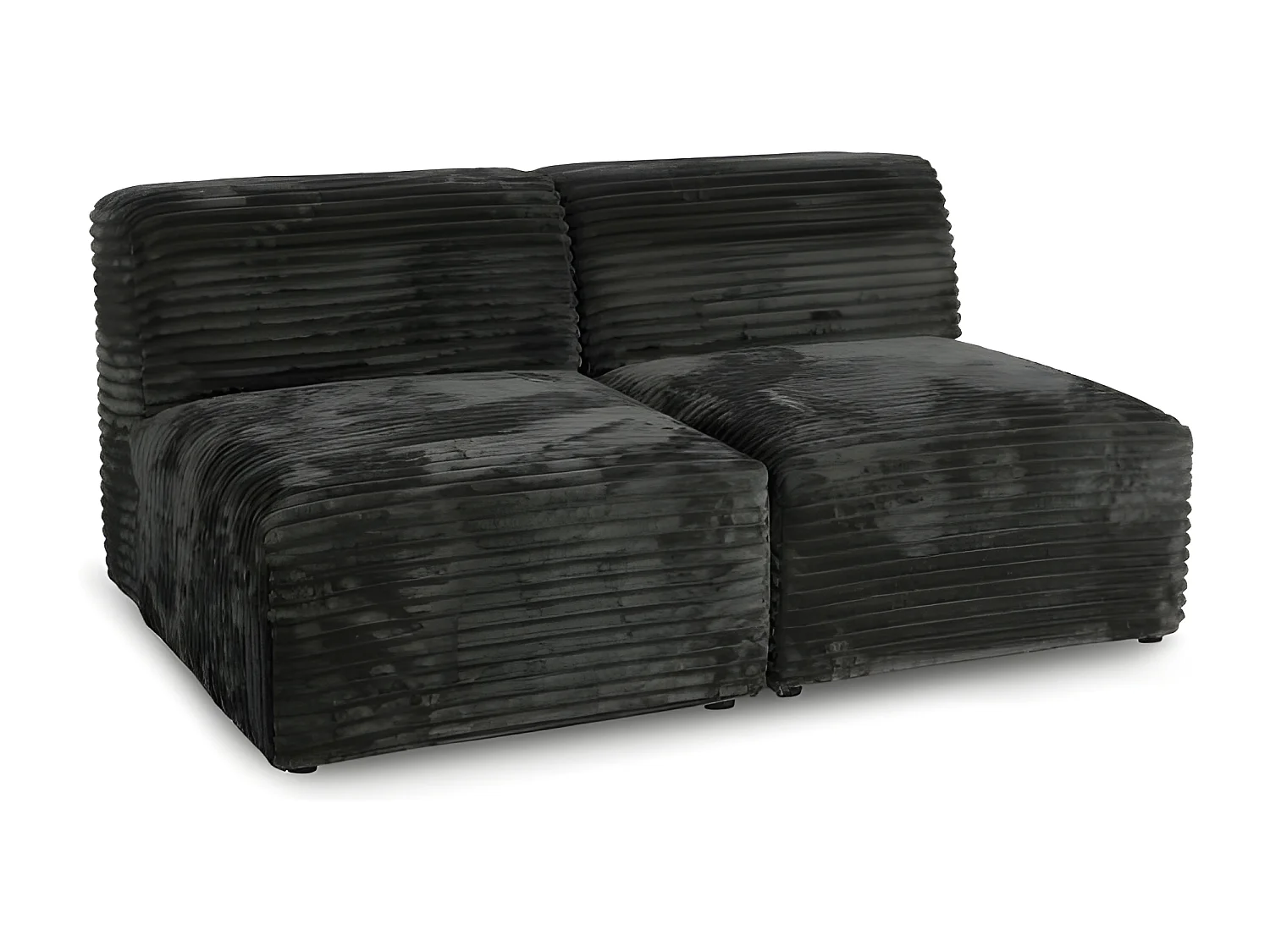 Canapé 2 places BRISIA en velours côtelé épais noir