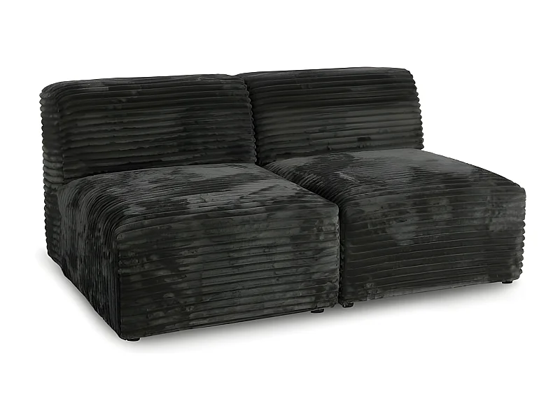 Canapé 2 places BRISIA en velours côtelé épais noir