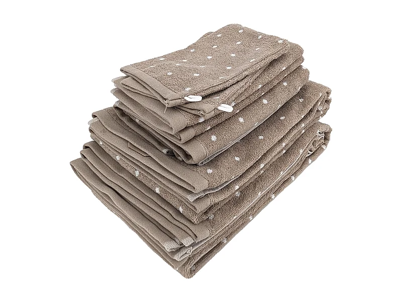 Parure de bain 7 pièces collection EFFICIENT DOTS marron roble