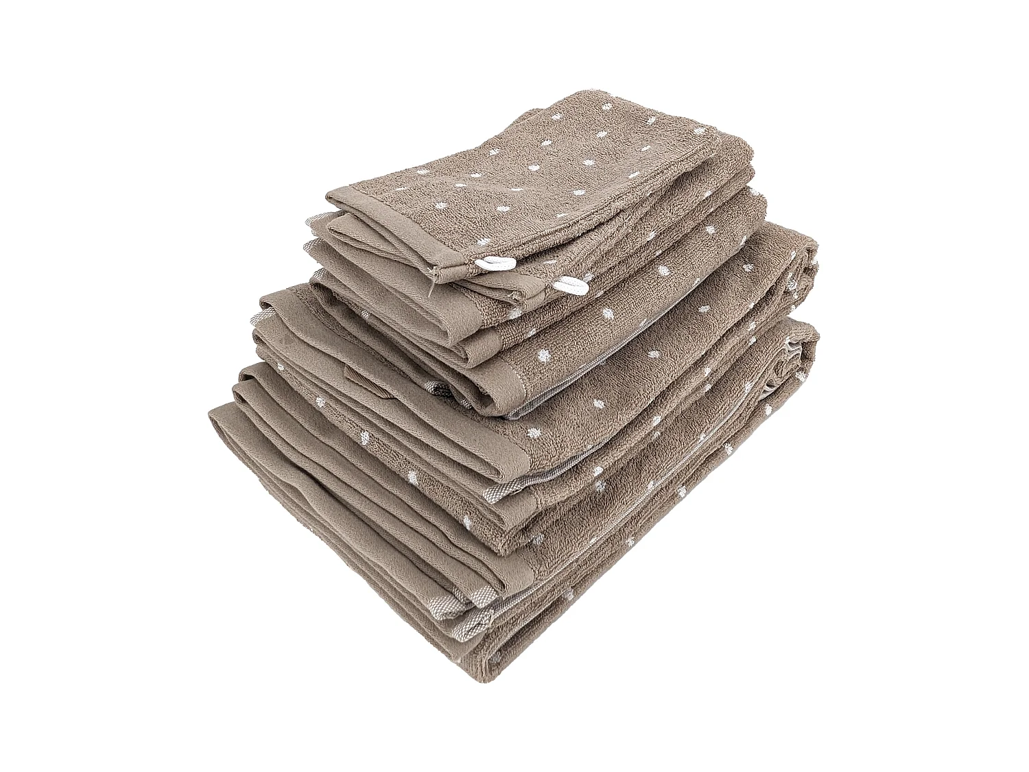 Parure de bain 7 pièces collection EFFICIENT DOTS marron roble