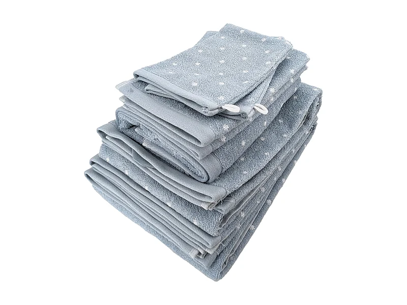 Parure de bain 7 pièces collection EFFICIENT DOTS bleu capri