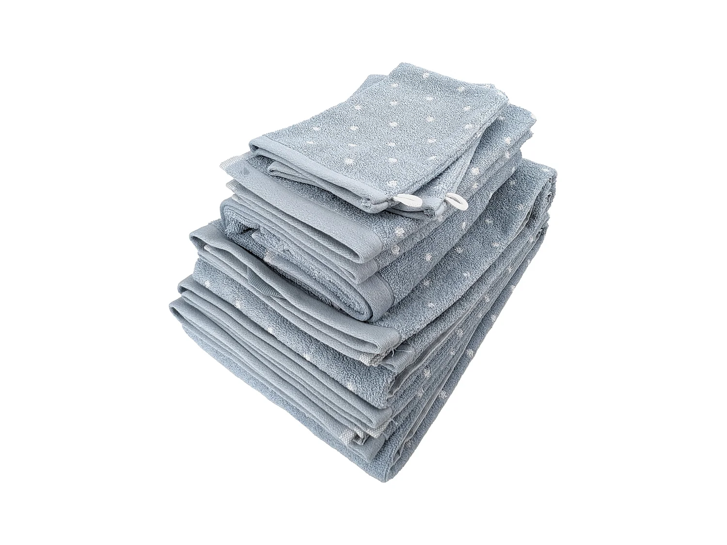 Parure de bain 7 pièces collection EFFICIENT DOTS bleu capri