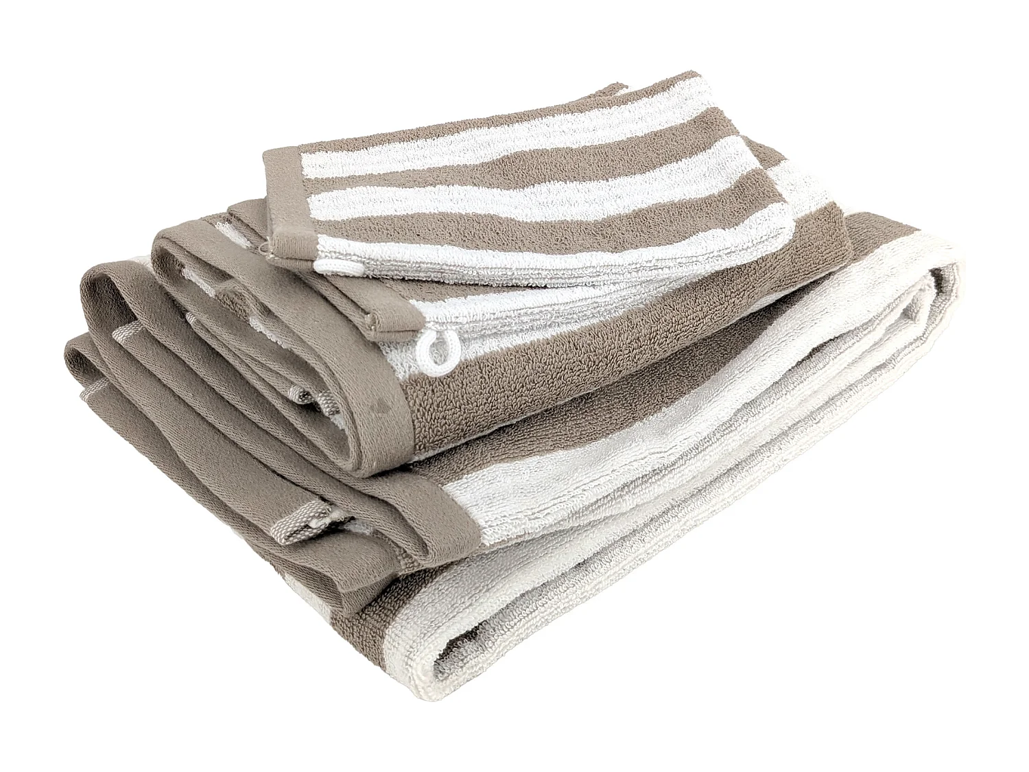 Parure de bain coton EFFICIENCE STRIPES 4 pièces marron roble