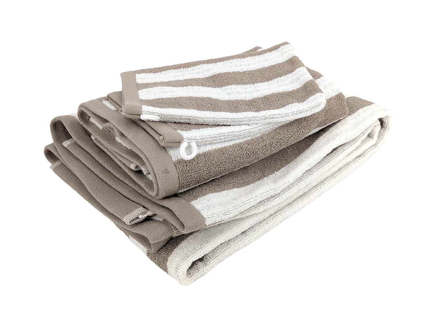 Parure de bain coton EFFICIENCE STRIPES 4 pièces marron roble
