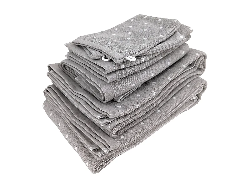 Parure de bain 7 pièces collection EFFICIENT DOTS gris lunar