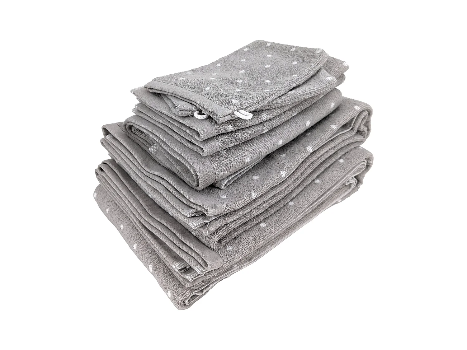 Parure de bain 7 pièces collection EFFICIENT DOTS gris lunar