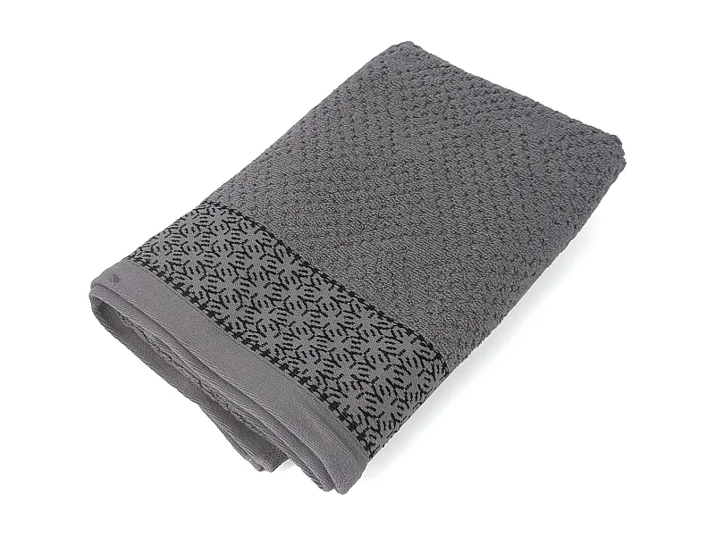 Serviette de toilette 50x100 cm pur coton collection OSAKA fleurs gris