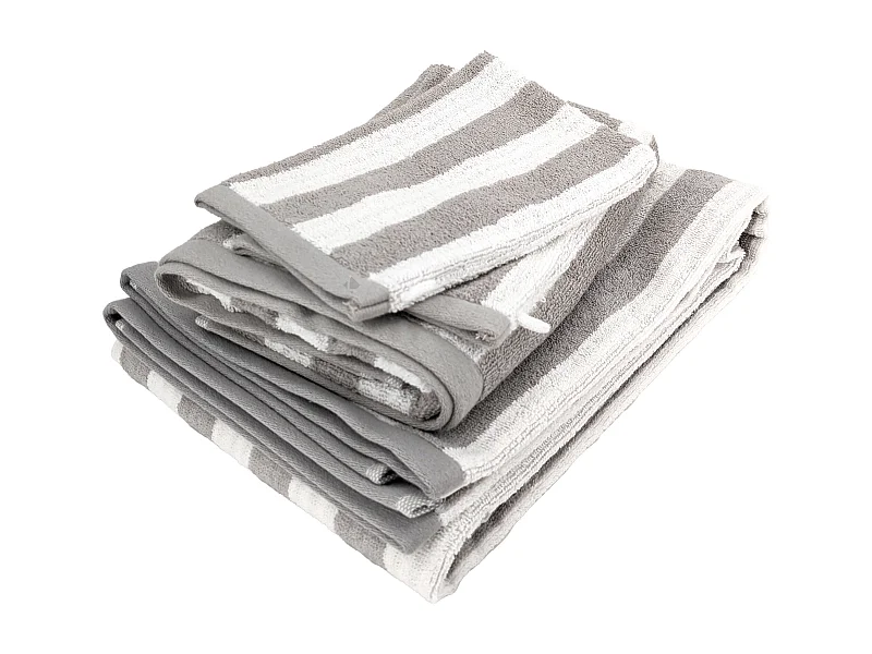 Parure de bain coton collection EFFICIENCE STRIPES 4 pièces gris lunar