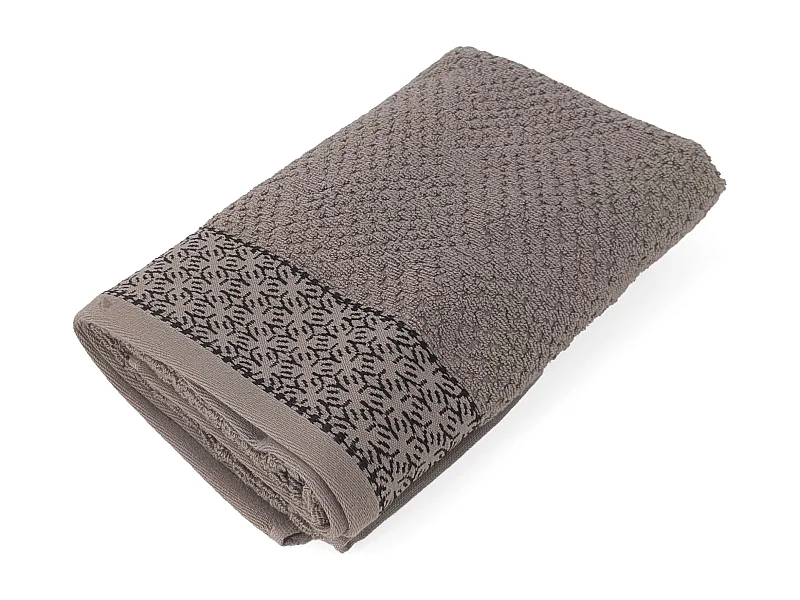 Serviette de toilette 50x100 cm pur coton collection OSAKA fleurs marron