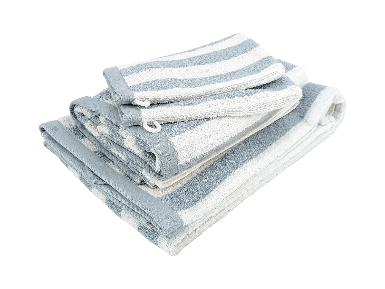 Parure de bain coton collection EFFICIENCE STRIPES 4 pièces bleu capri