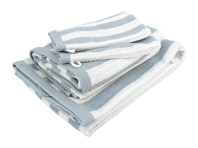 Parure de bain coton collection EFFICIENCE STRIPES 4 pièces bleu capri