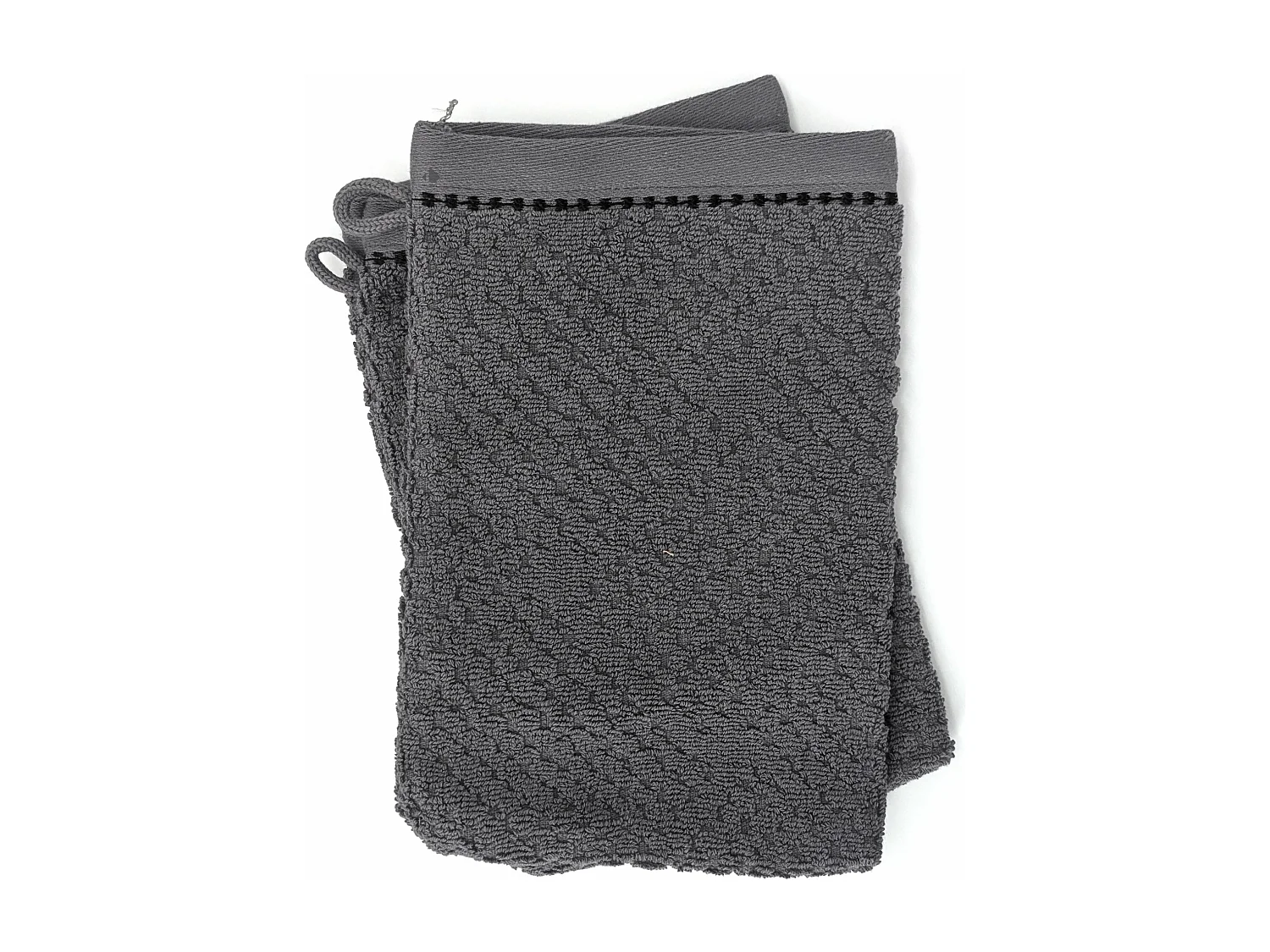 Lot de deux gants de toilette 16x21 cm pur coton collection OSAKA fleurs gris