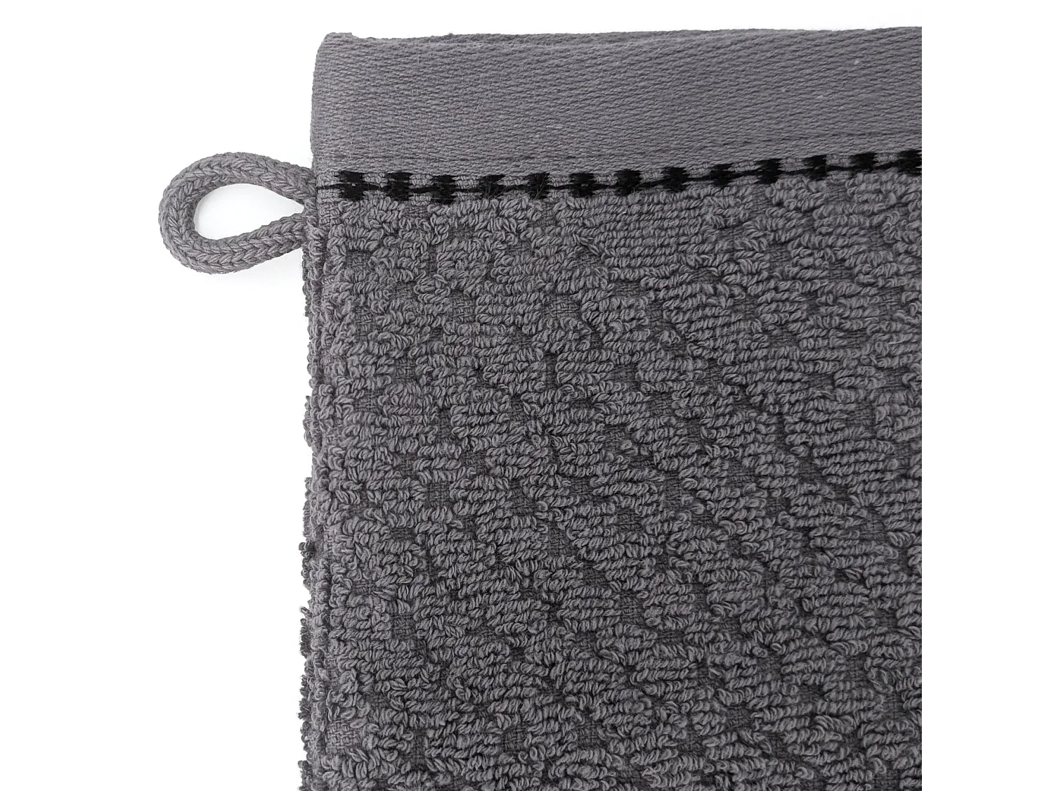 Lot de deux gants de toilette 16x21 cm pur coton collection OSAKA fleurs gris