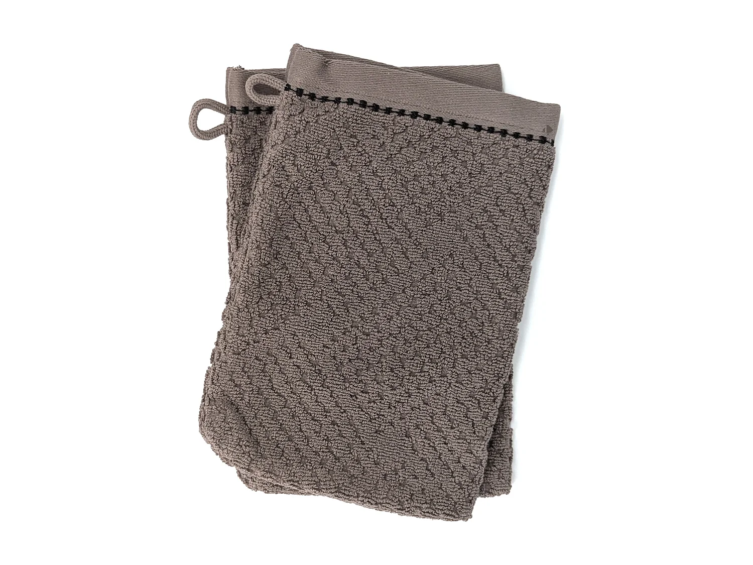 Lot de deux gants de toilette 16x21 cm pur coton collection OSAKA fleurs marron