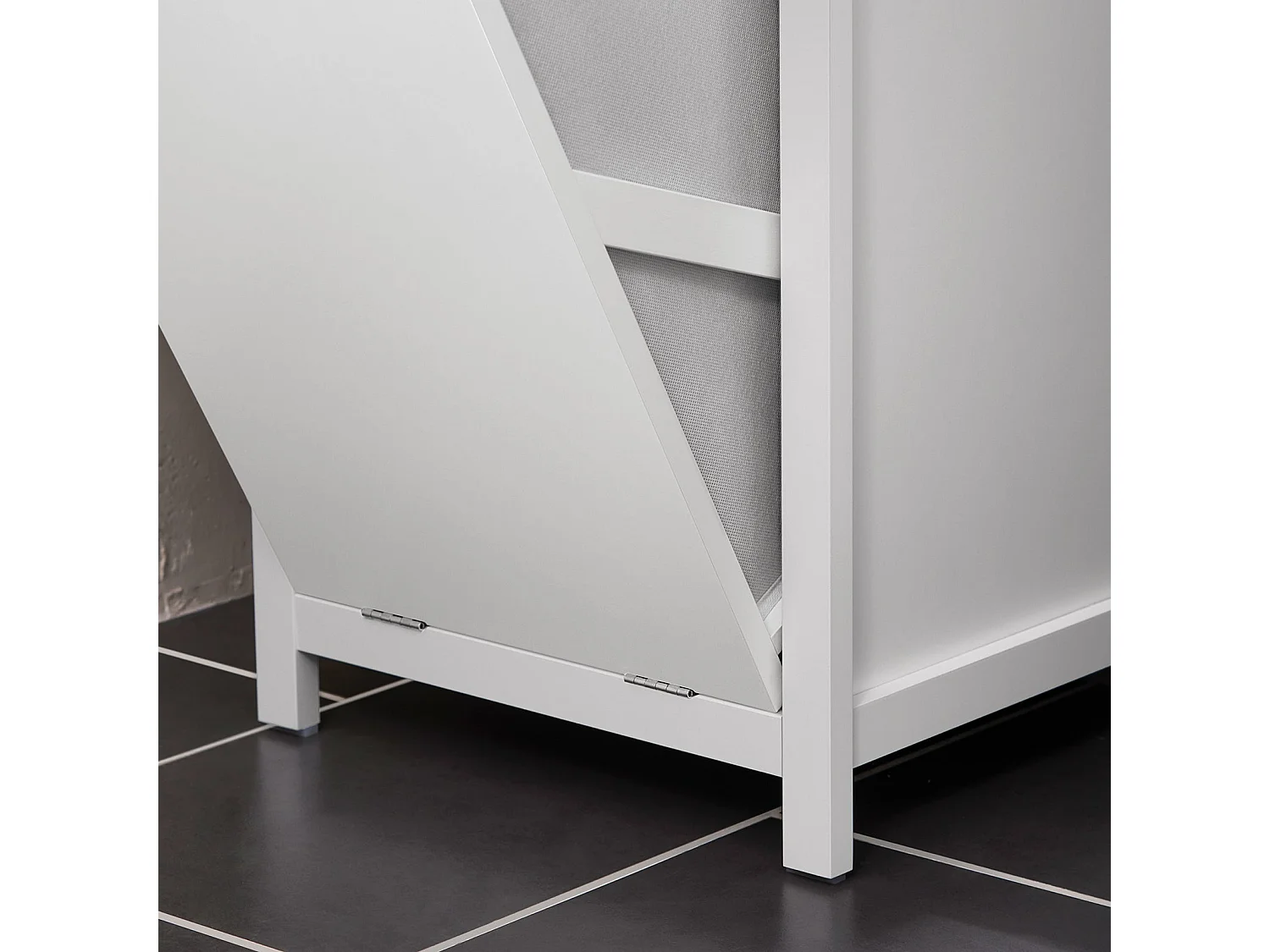 SoBuy Mobile lavanderia con cesto portabiancheria pieghevole, Mobile porta biancheria per bagno Bianco 40x35x90cm BZR96-W