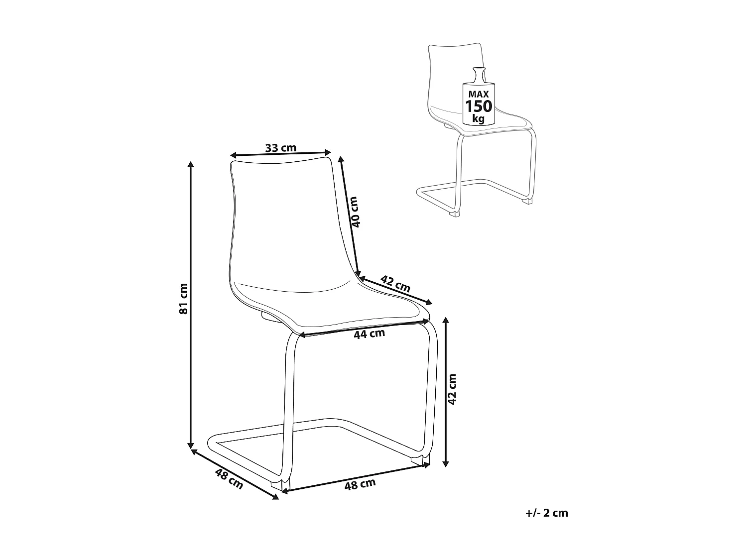 Lot de 2 chaises de salle à manger MARSHALL Noir