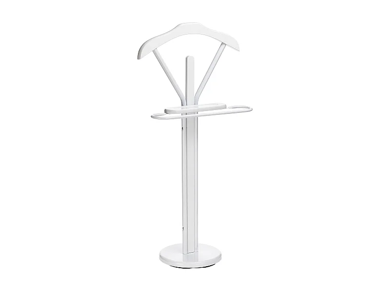 Valet de chambre MATTEO chevalet de nuit portant pour vêtements, structure en métal et en bois laqué couleur blanc