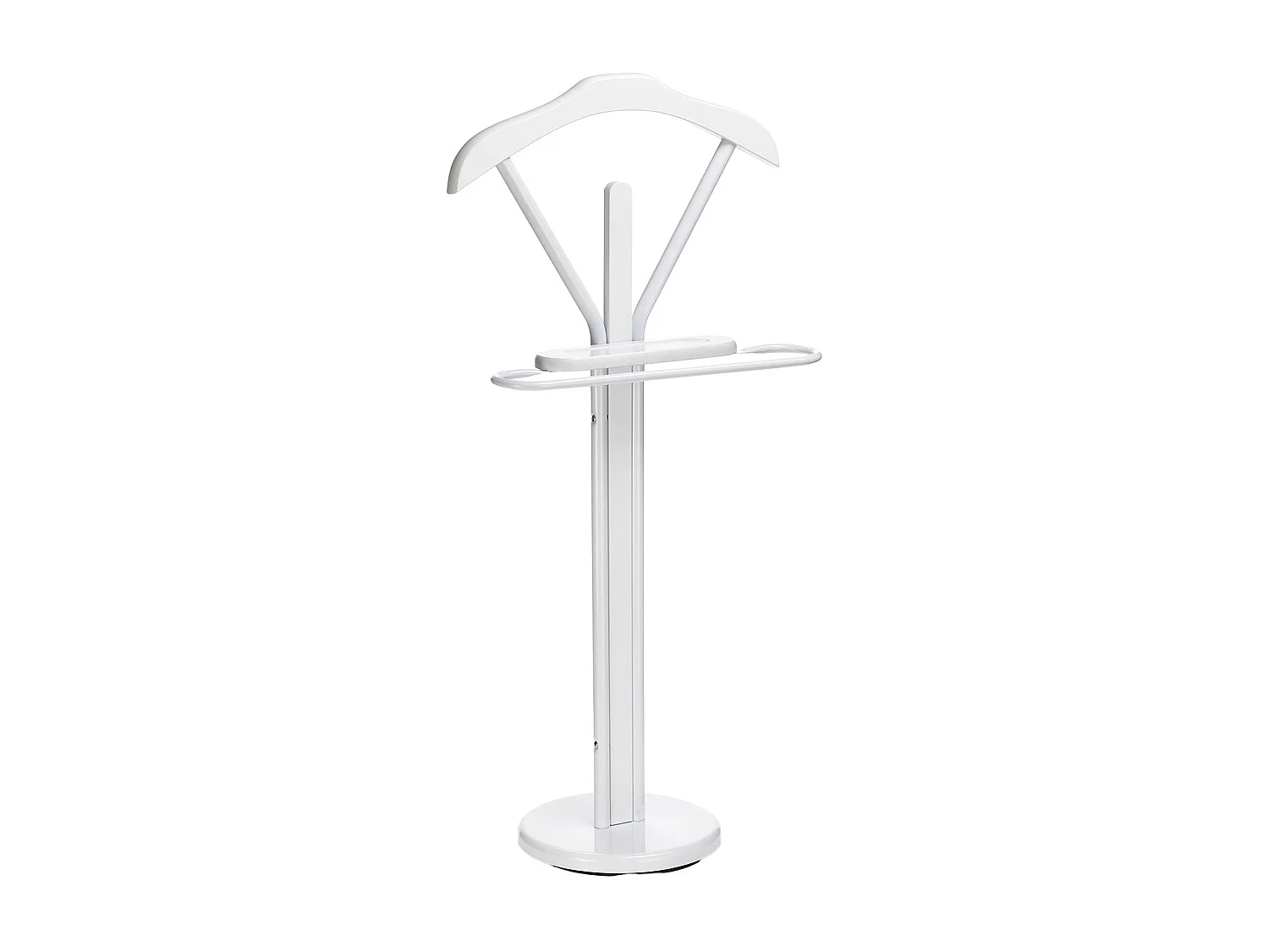 Valet de chambre MATTEO chevalet de nuit portant pour vêtements, structure en métal et en bois laqué couleur blanc