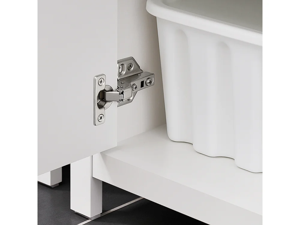 SoBuy Wastafelmeubel, 2-laags verstelbaar wastafelmeubel en 2 deuren, badkameropbergmeubel, opbergkast, wit, L60 x D35 x H60 cm, BZR98-W