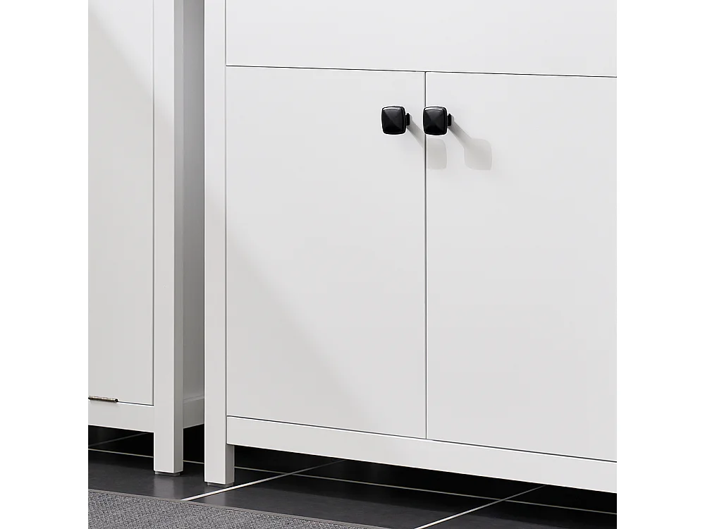 SoBuy Wastafelmeubel, 2-laags verstelbaar wastafelmeubel en 2 deuren, badkameropbergmeubel, opbergkast, wit, L60 x D35 x H60 cm, BZR98-W