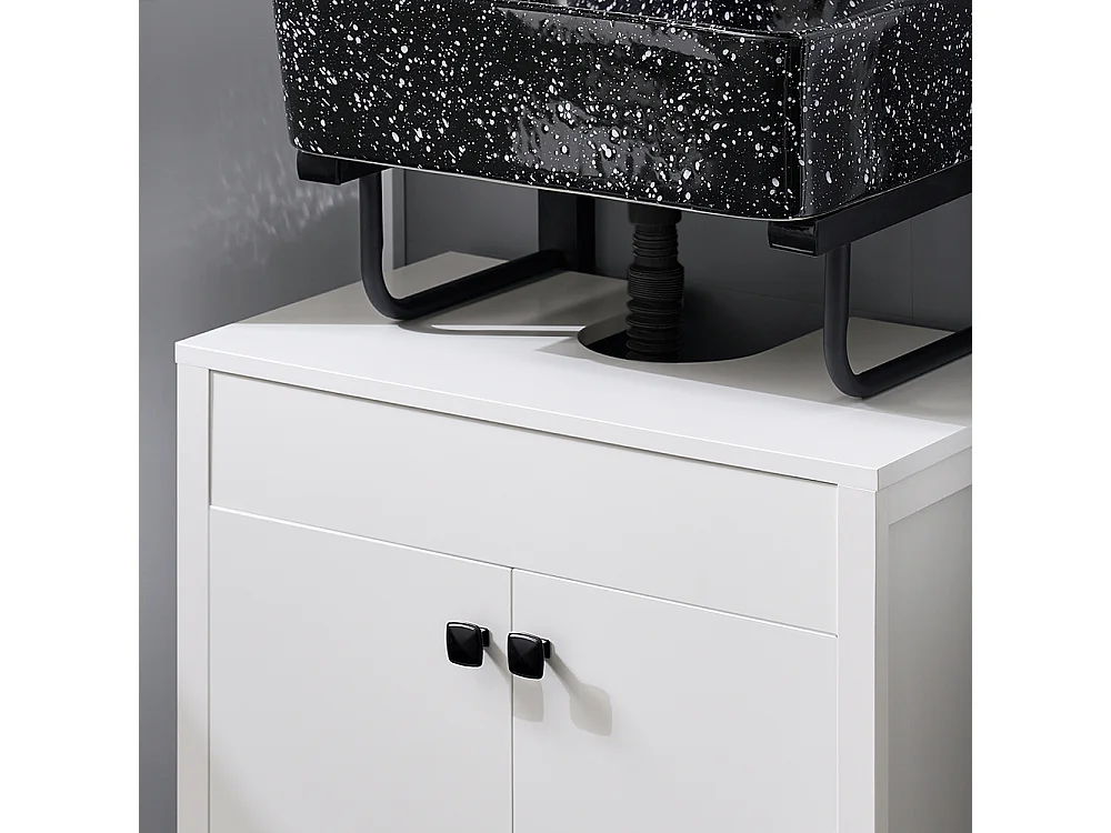 SoBuy BZR98-W Meuble sous-Lavabo, Meuble sous-Vasque à 2 étages réglable et 2 Portes