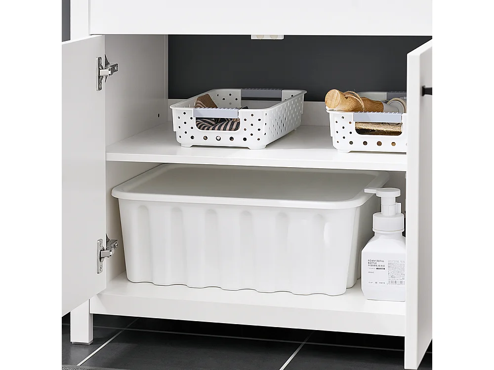 SoBuy BZR98-W Meuble sous-Lavabo, Meuble sous-Vasque à 2 étages réglable et 2 Portes