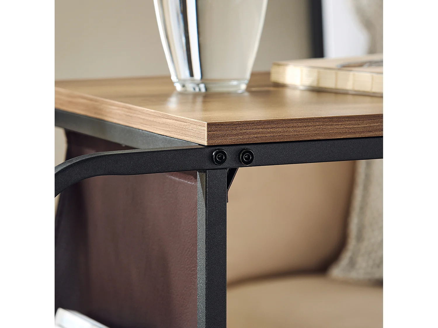 SoBuy FBT140-PF Bijzettafel C-vormige bank bijzettafel Koffietheetafel Vintage woonkamermeubilair, metalen frame, 36 x 50 x 65 cm SOBUY