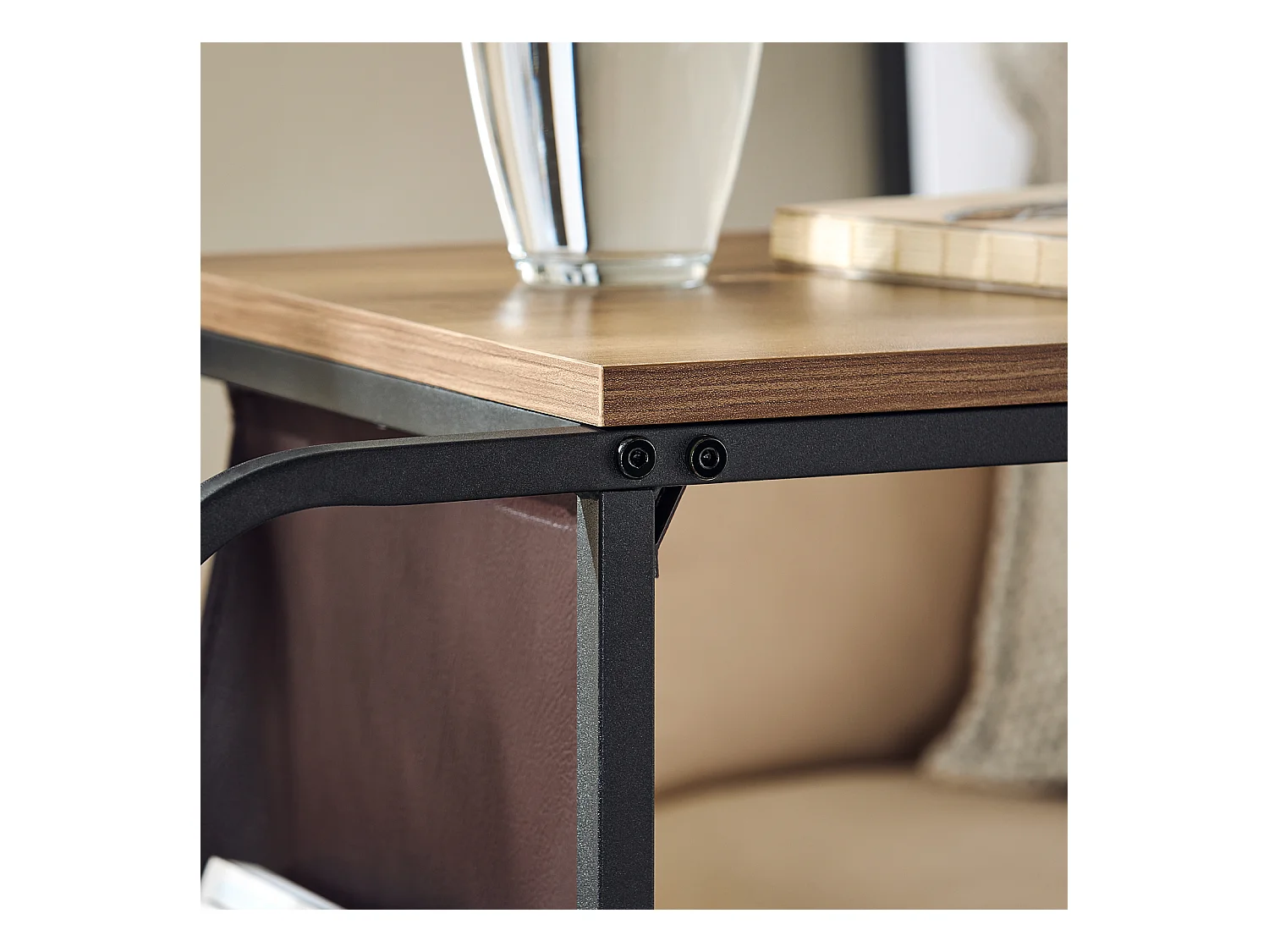 SoBuy Table d’Appoint Bout de Canapé en Forme C Table Basse à thé Meuble de Salon Vintage, Structure en métal, 36 x 50 x 65 cm, FBT140-PF