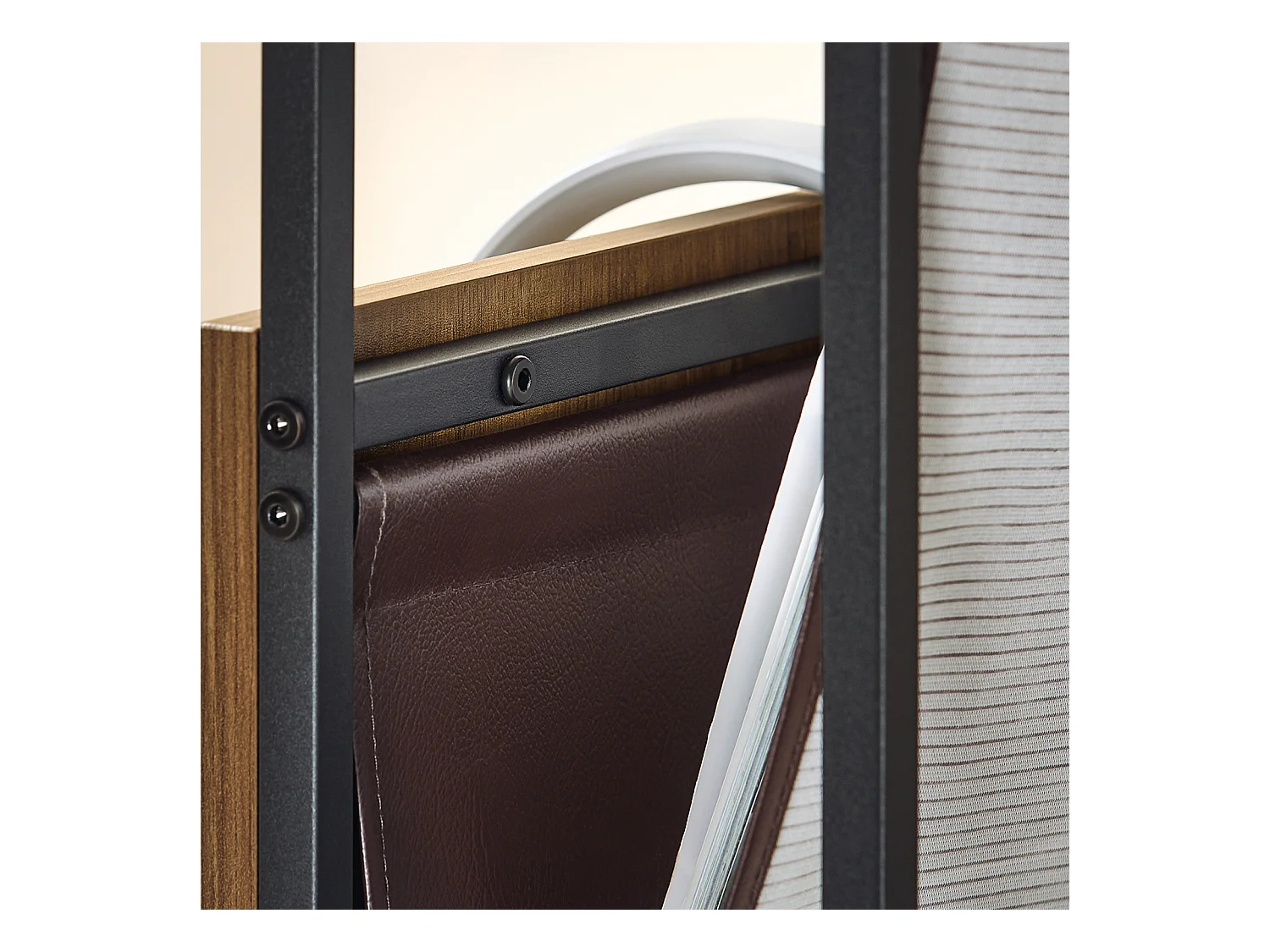 SoBuy Table d’Appoint Bout de Canapé en Forme C Table Basse à thé Meuble de Salon Vintage, Structure en métal, 36 x 50 x 65 cm, FBT140-PF