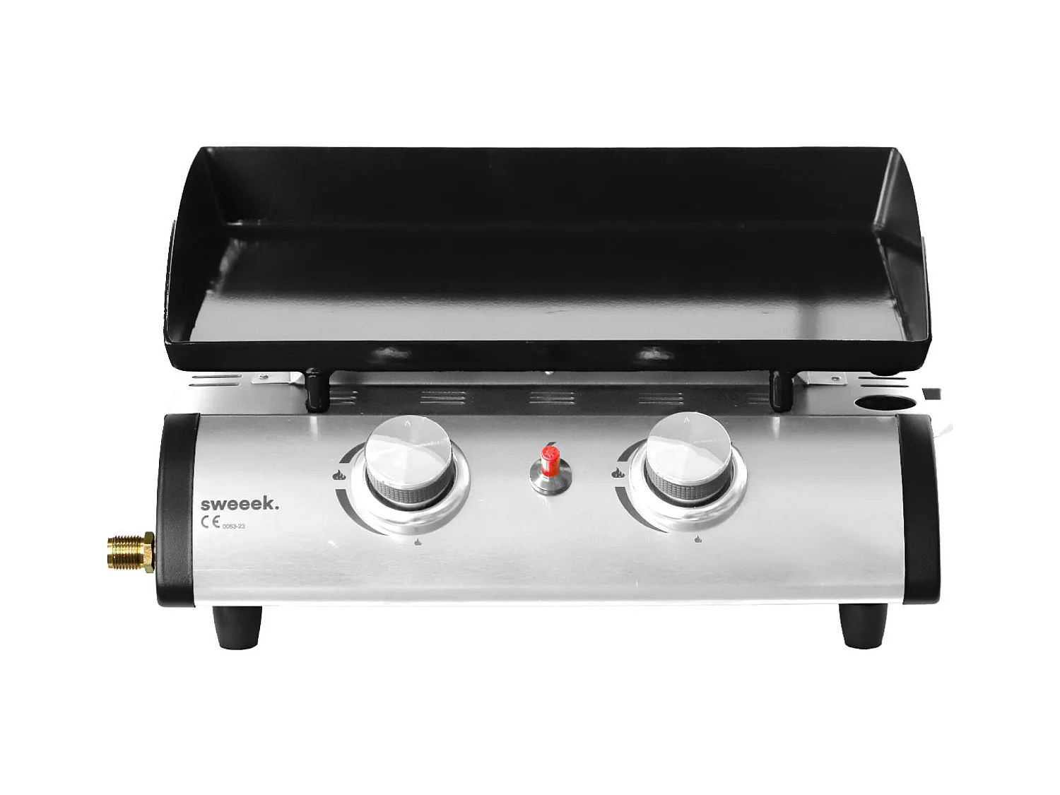 Plancha au gaz 2 brûleurs sur chariot - Porthos - 5kW. plancha à gaz avec desserte . cuisine extérieure. plaque émaillée. inox. barbecue