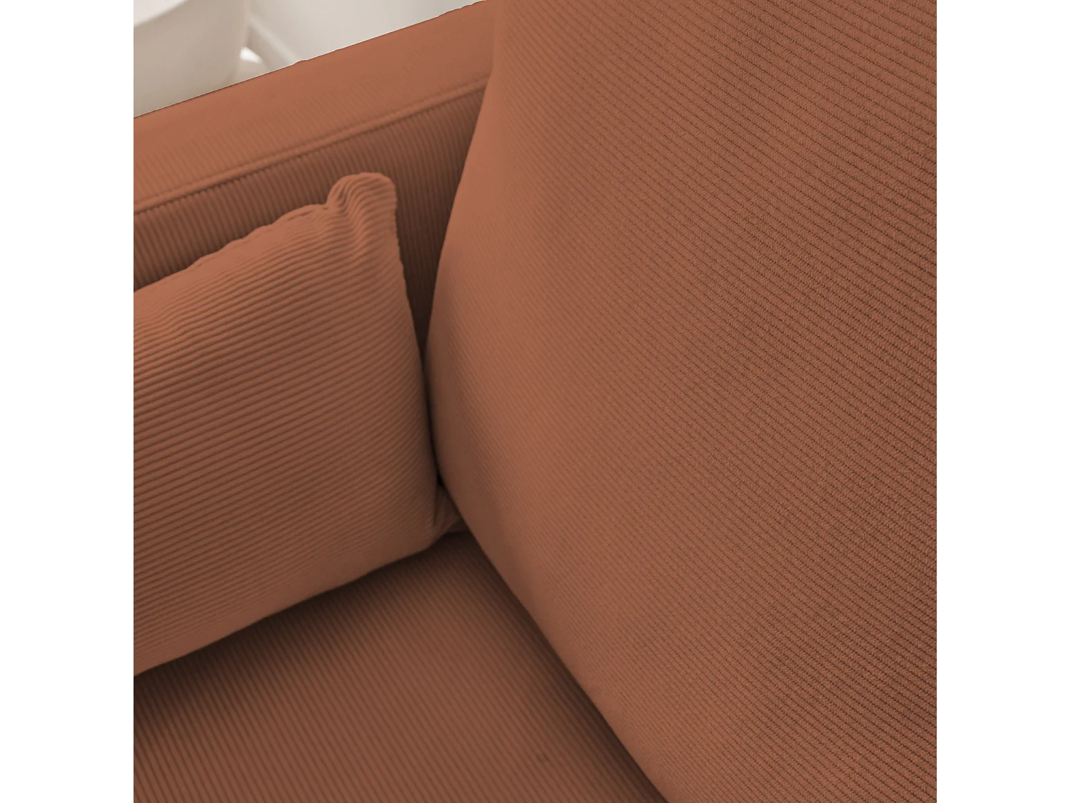 Divano in velluto a coste con gambe in metallo, 3 posti, terracotta