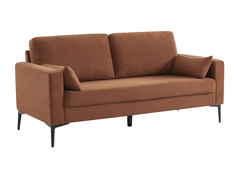 Divano a 3 posti in velluto a coste, gambe in metallo, terracotta