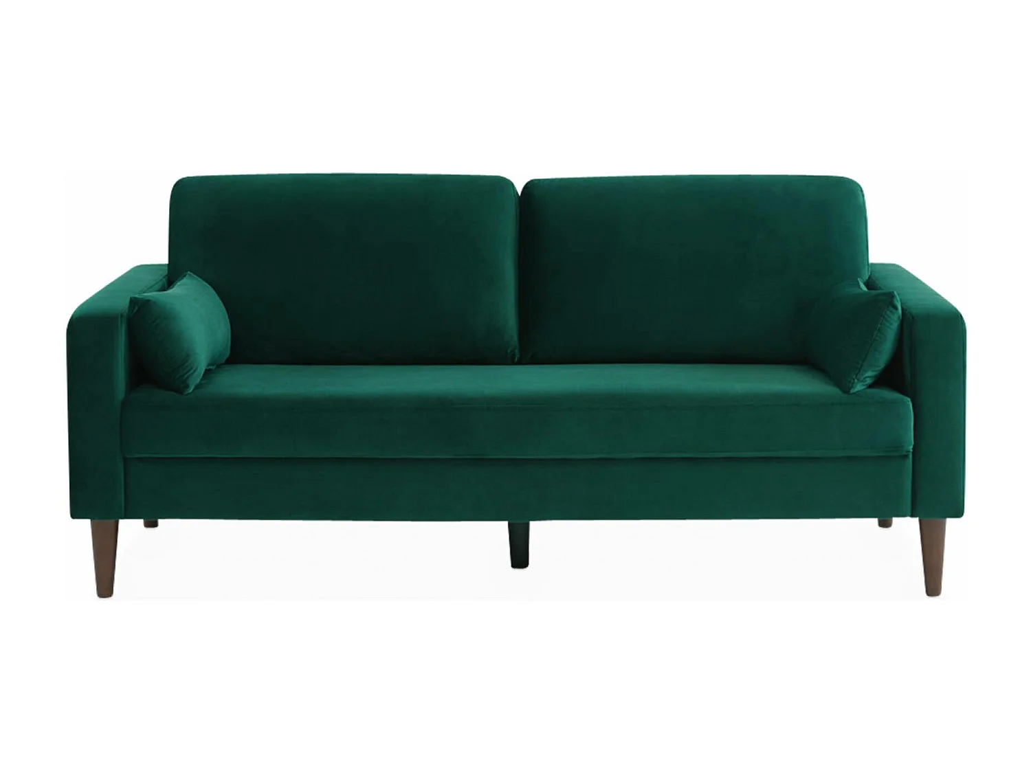 Sofá de terciopelo con patas de madera de hevea, 3 plazas verde ingles