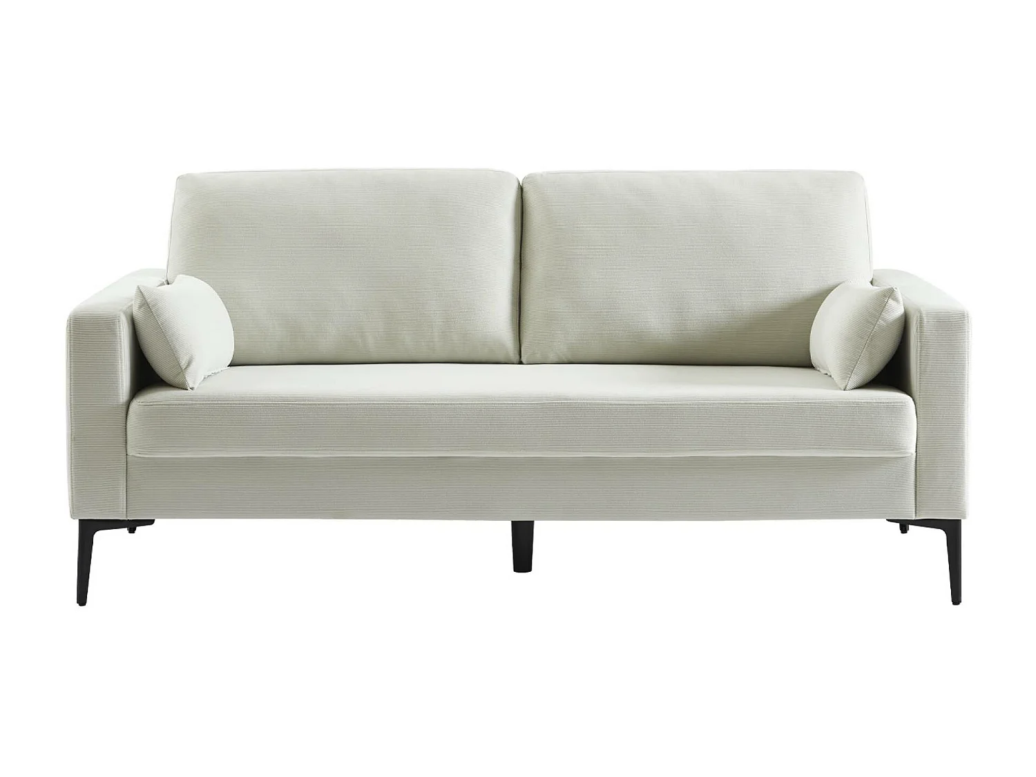 Divano a 3 posti in velluto a coste, gambe in metallo, bianco