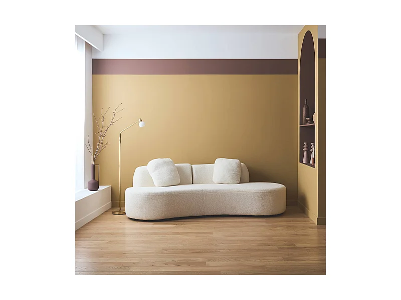 Divano virgola organico 3 posti bouclé, crema